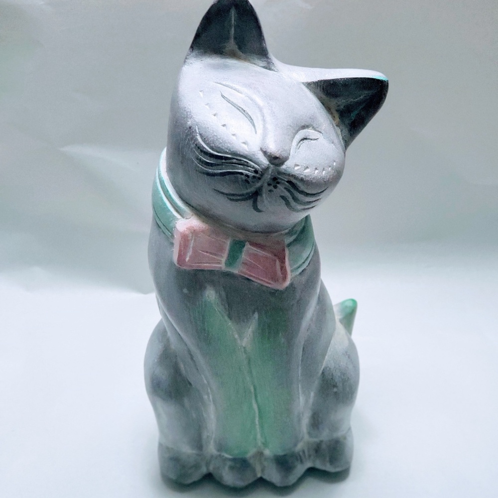 CHALKWARE Siamese CAT Tall Rare Vintage Antique